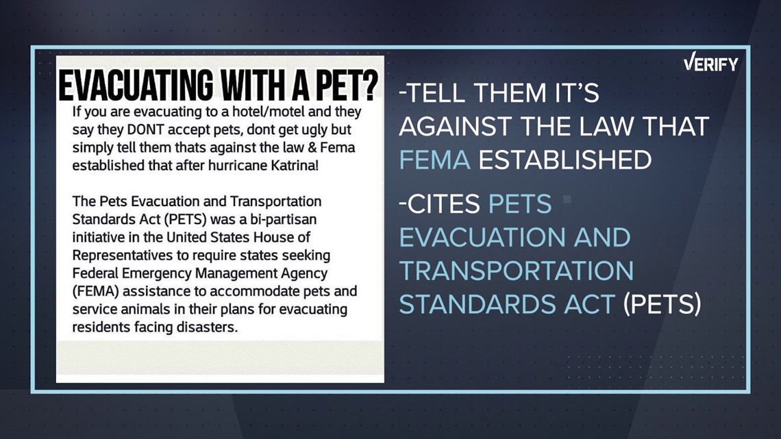hurricane viral hoaxes pet shelter evacuation requirement alice minium