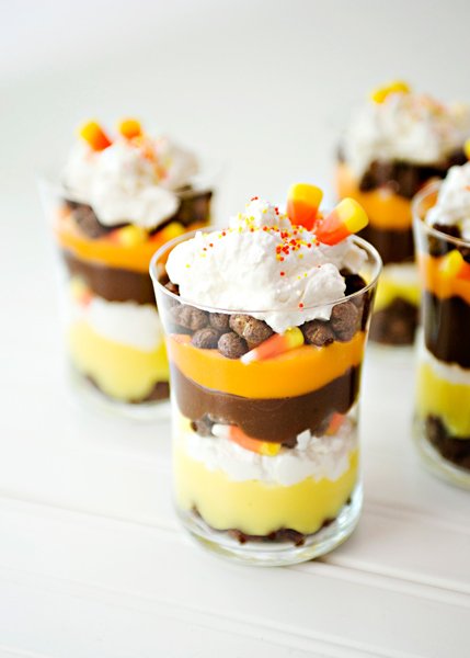 candy corn parfait, leftover halloween candy recipe