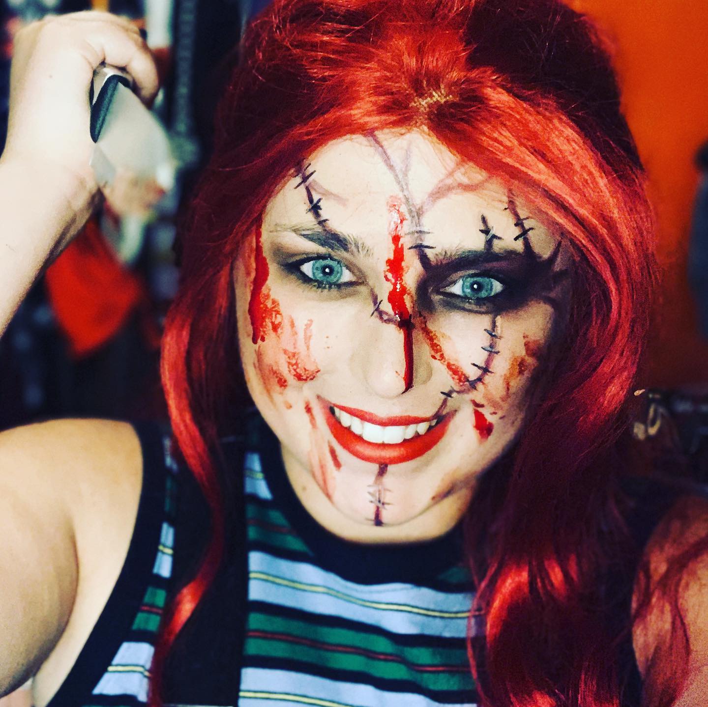 chucky the doll, halloween horror-themed makeup look