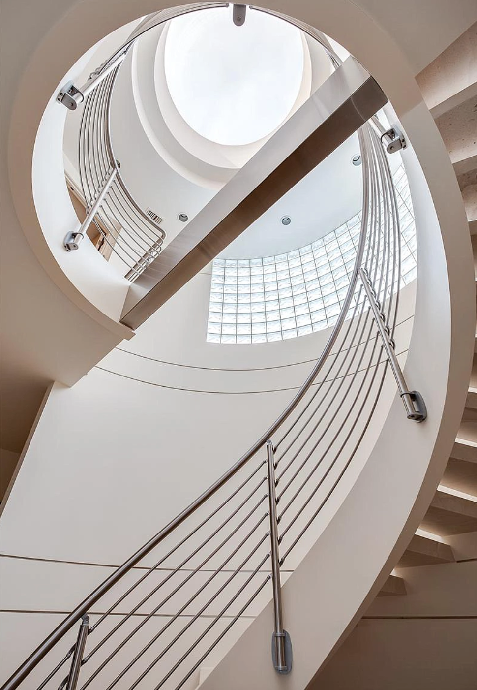 Spiral staircase and skylight