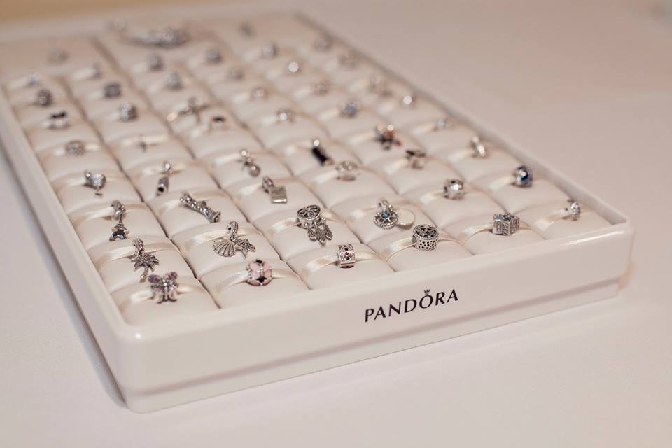 Pandora charms, in white satin box