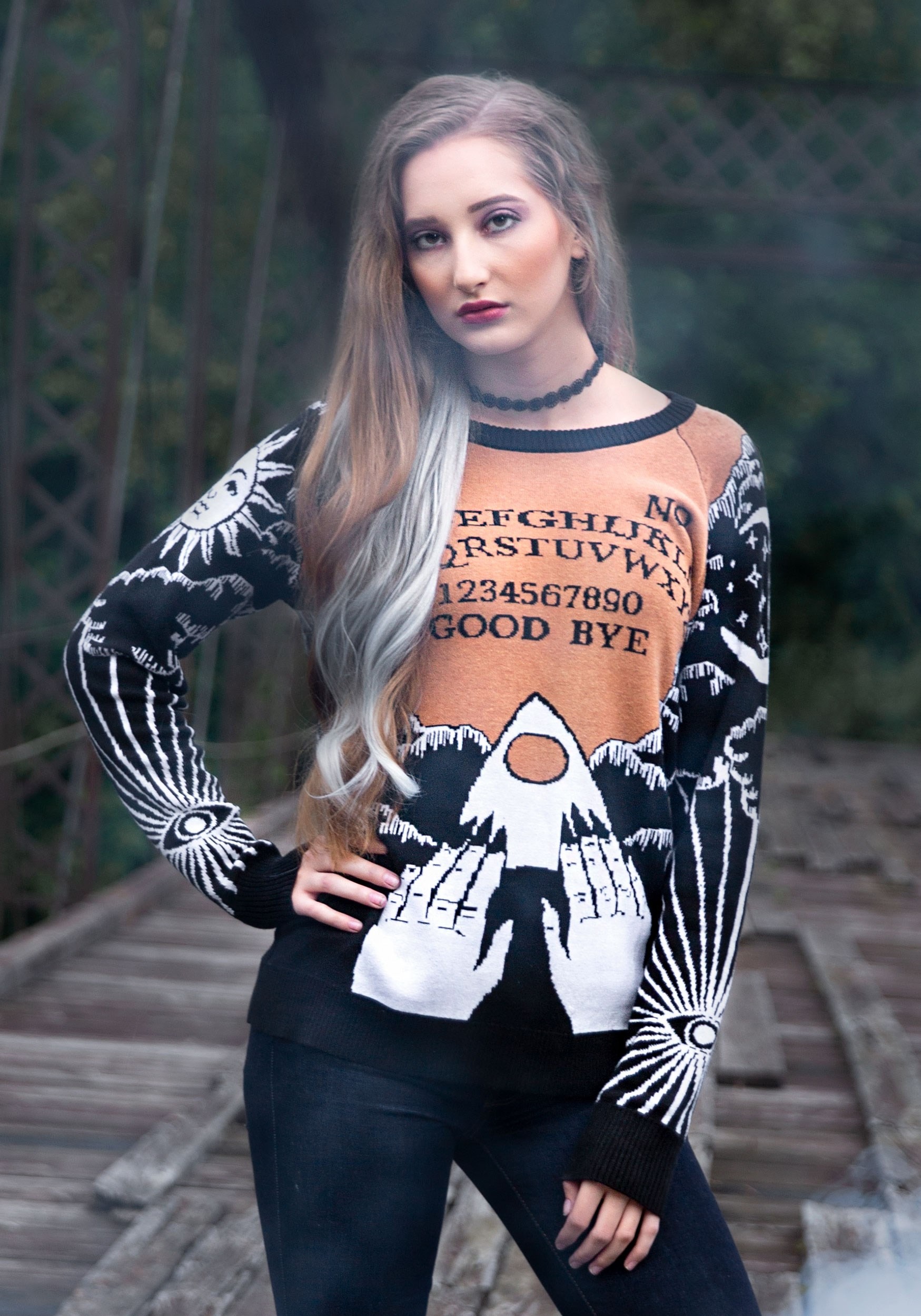 Halloween sweater, ouija board